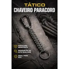 Chaveiro Tatico de Paracord 550 Com Mosquetão de Trava