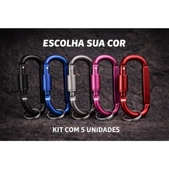 KIT 5 MOSQUETÃO DE ALUMINIO - COR A ESCOLHER