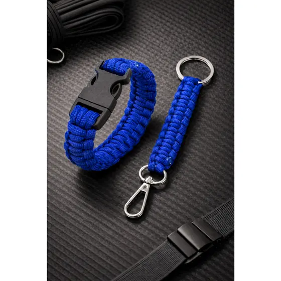 KIT PULSEIRA DE PARACORD + CHAVEIRO COM MINI MOSQUETÃO