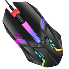 Mouse Gamer com fio cabo USB jogo e trabalho óptico cores rgb cintilantes vibrantes automáticas contínuas computador pc e notebook trabalho lazer jogo mouse gamming