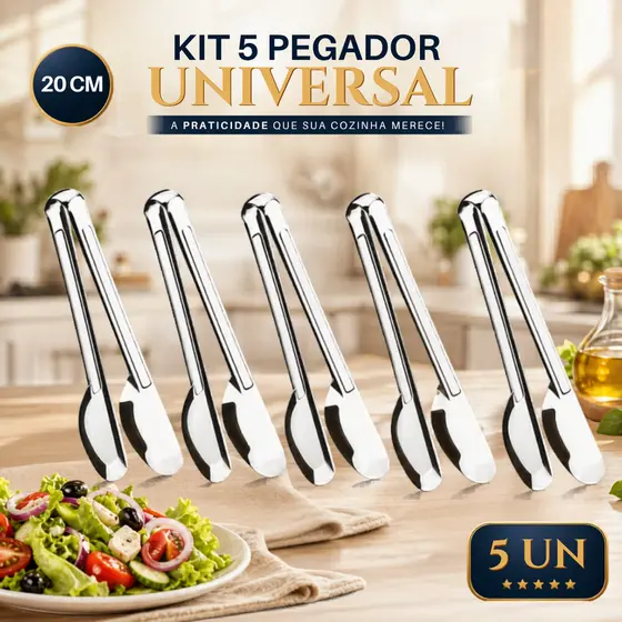 Kit 5 Pegadores Univesal De Aço Inox Para Alimentos Saladas e Frios Para Restaurantes Envio Imediato