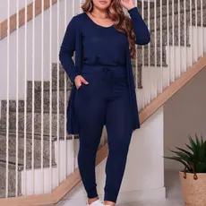 Conjunto trio lãzinha calça regata e cardigan moda Feminina Inverno Tdc modas