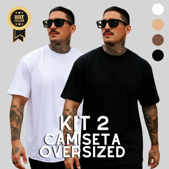 Kit 2 Camiseta Lisas Oversized Masculina Algodão Ideial para academia, treino, crossfit