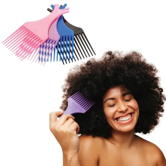 Pente Garfo para Cabelo Afro Cacheado Crespo Volume e Definição