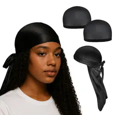 Kit Durag de Malha + 2 Toucas Nero Antifrizz Waves Dreads Tranças Unissex