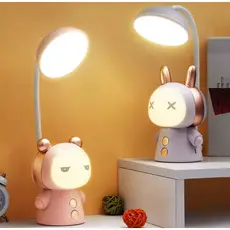 Luminária Infantil LED de Mesa Bichinho Articulável Rosa Lilás para Quarto