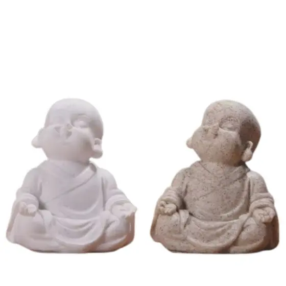 Mini Budas monges para serenidade estátuas para decoração - Kit 2 peças