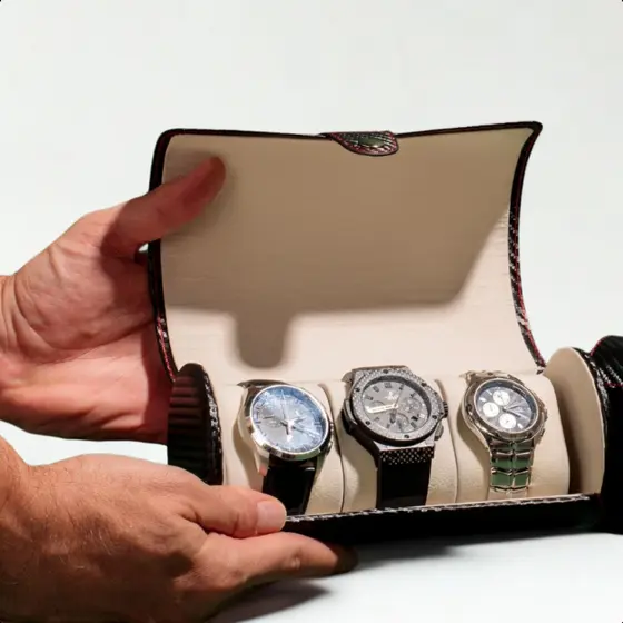 Case De Relógio Para Viagens 3 Lugares Estojo Watch Roll