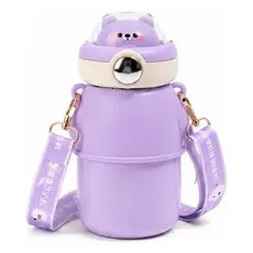 Copo Térmico Infantil Astronauta 480ml com Canudo Alça Trava Mantém Quente Frio