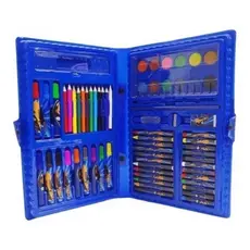 Estojo Maleta Pintura 48 Peças Infantil Canetinhas Giz Lápis de Cor - COR AZUL