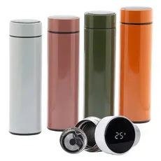 Garrafa Térmica Com Termômetro Led Digital Em Aço Inox Café Água Quente Gelado 500ml