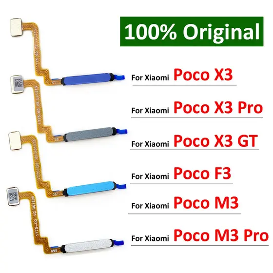 Original Scanner De Impressão Digital Para Xiaomi Poco M3 F3 X3 GT Pro Menu Cabo Flexível Do Sensor De Chave De Retorno