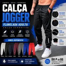 Calça Jogger Flanelada Adulta Calça Esportiva Linha Premium