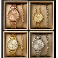 Relógio Feminino Dourado Banhado a Ouro 18k Original Resistente a água + Pulseira