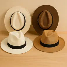Chapéu Moda Panamá Aba Larga Palha Shantung Unissex Casual Praia