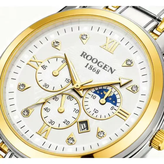 ROOGEN 6177 6138 6137 5188 Relógio Masculino – À Prova d'Água, Quartzo, Luxo