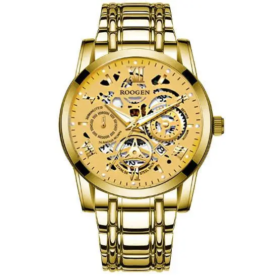ROOGEN 6201 6138 6137 Relógio Masculino –Quartzo, Luxo, À Prova d'Água
