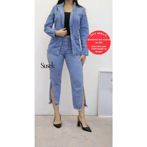Calça Jeans Com Ziper Lateral 8243