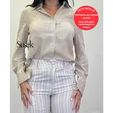 Camisa Social Feminina Linho Manga Longa Estilosa 152