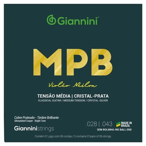 ENCORDOAMENTO GIANNINI VIOLÃO GENWS NYLON CRISTAL/PRATA