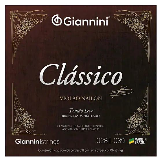 ENCORDOAMENTO GIANNINI VIOLÃO GENWPL 65/35 PRATEADO LEVE NYLON