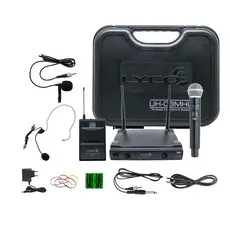 Microfone Sem Fio UHF Com Headset E Lapela Frequência Variável UH08MHLI LYCO