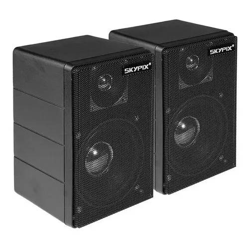 Kit 2 Caixas De Som Ambiente Passiva SK-PB500 Skypix Preta 4 Polegadas 40w Para Shopping Bar Loja Restaurante