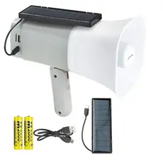 Megafone De Mão Bluetooth USB MP3 Recarregável Com Mini Placa Solar E Gravação SR-700 Solar Sonoros