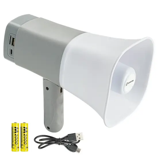Megafone De Mão Bluetooth USB MP3 Com Bateria Recarregável E Gravação SR-700 USB Sonoros