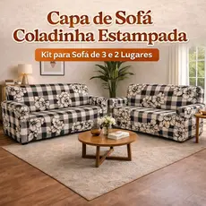Jogo de capa para sofá de 3 e 2 Lugares Coladinha Estampada