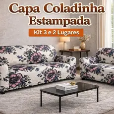 Capa de Sofá Coladinha Estampada Florida 3 e 2 Lugares Malha Helanca Floral