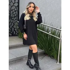 VESTIDO PONCHO GOLA ALTA TEVIDO LANZINHA