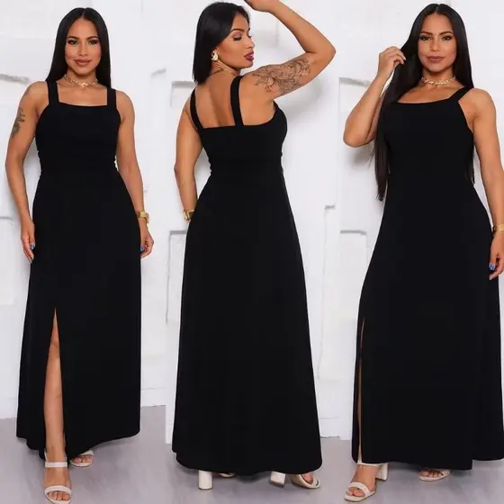VESTIDO ELEGANTE COM FENDA NA LATERAL