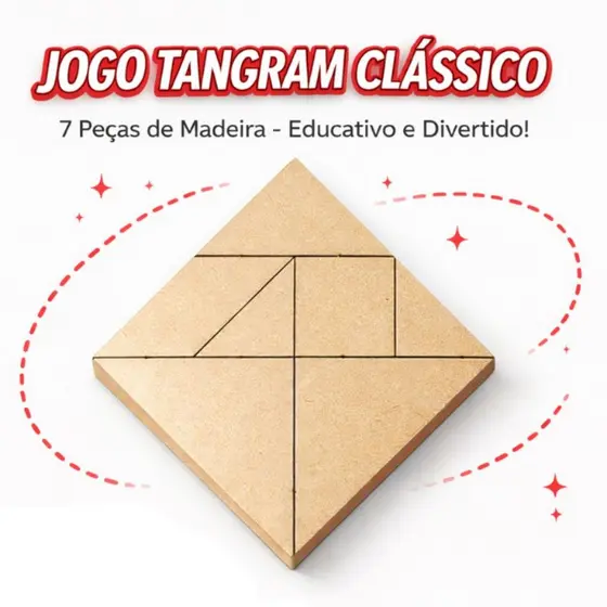 Kit 20 Tangram Educativo Criança Brinquedo Infantil Pedagógico Lembrancinhas MDF Escola Menino
