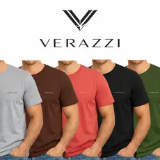 Kit 4 Camisetas Verazzi Premium Masculina 100% Algodão Moderna Casual Lisa