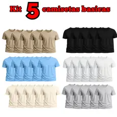 KIT 5 CAMISETAS BASICA - CAMISA MASCULINA