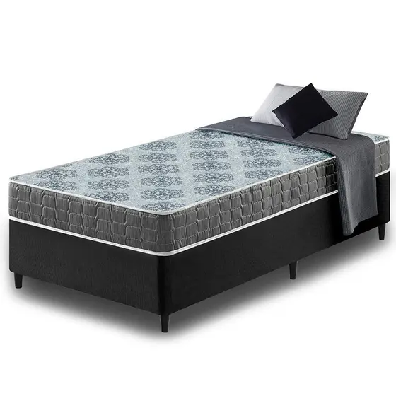 Cama Box Solteiro Preto + Colchão Espuma D23 Zidi Washington 88x188x51cm