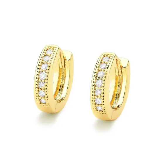 Brinco Argola Neymar Cravejada com Zirconia Banhada a Ouro 18k Argolinha Primeiro e Segundo Furo