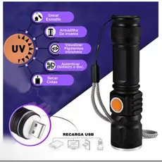 Lanterna LED Potente Luz Ultravioleta UV T6