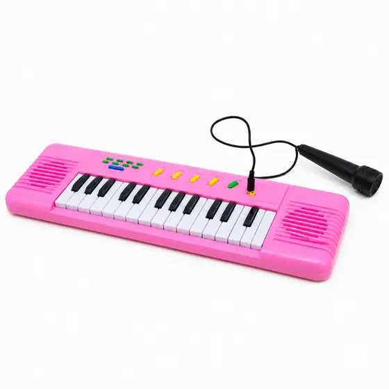 Teclado Infantil Rosa 32 Teclas com Microfone Piano Musical Educativo Brinquedo