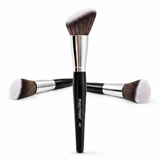 Pincel Angular para Blush Profissional A07 Macrilan – Precisão e Acabamento Natural