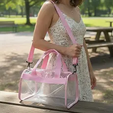 Bolsa Mala Transparente PVC Grande com Alça Removível – Organizador de Viagem Maquiagem e Academia