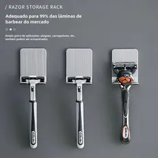 Suporte Para Parelho De Barbear Lamina Gillette Gilete Prestobarba Em Aço Inox Fita 3M