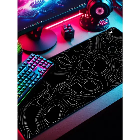 Mouse Pad Gamer Abstrato Marca Muleka  Borda Custurada Diversas cores e Tamanhos