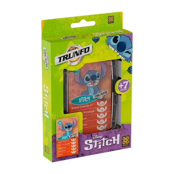 Brinquedo Infantil Jogo de Cartas Super Trunfo Stitch Grow - 04688