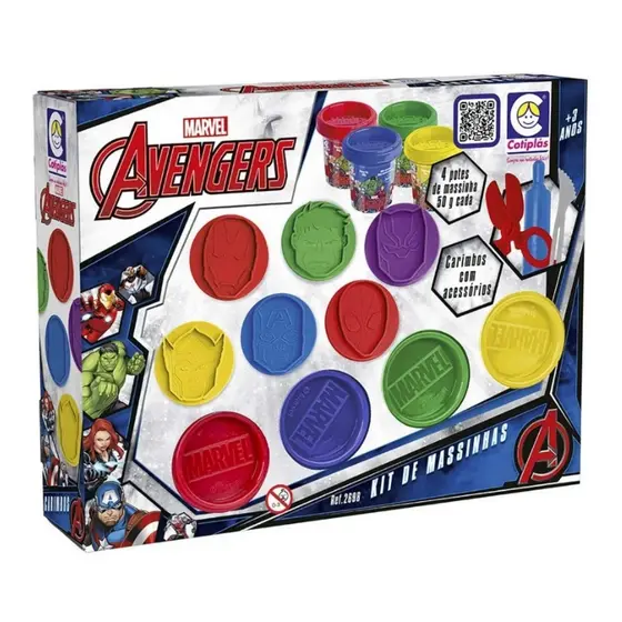 Brinquedo Infantil Kit de Massinhas com Carimbos da Marvel Cotiplás - 2698