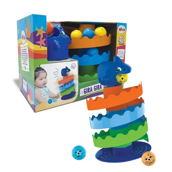 Brinquedo Infantil Gira Gira Tubarão Recomendado para Crianças a Partir dos 12 Meses Elka - 1239