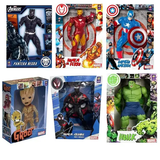 Boneco Articulado Marvel Vingadores 45 cm Mimo Toys Brinquedo Infantil Figura de Ação Super Heróis