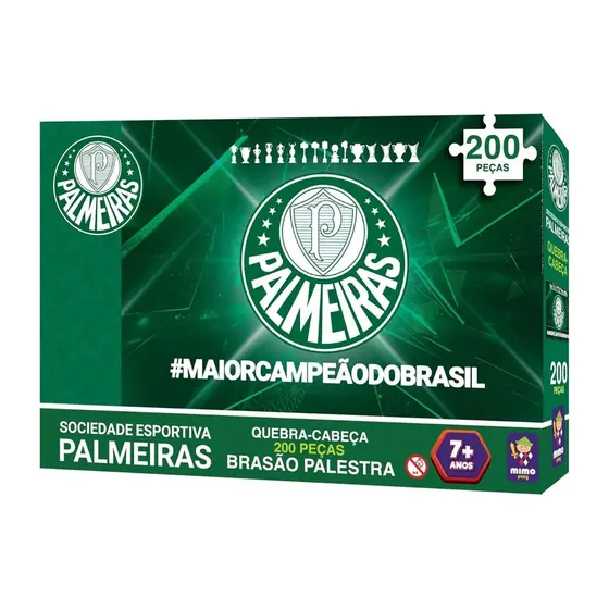 Quebra Cabeça Puzzle Coleção Palmeiras Brasão Verdão 200 Peças Mimo Toys Jogo Futebol Colecionável