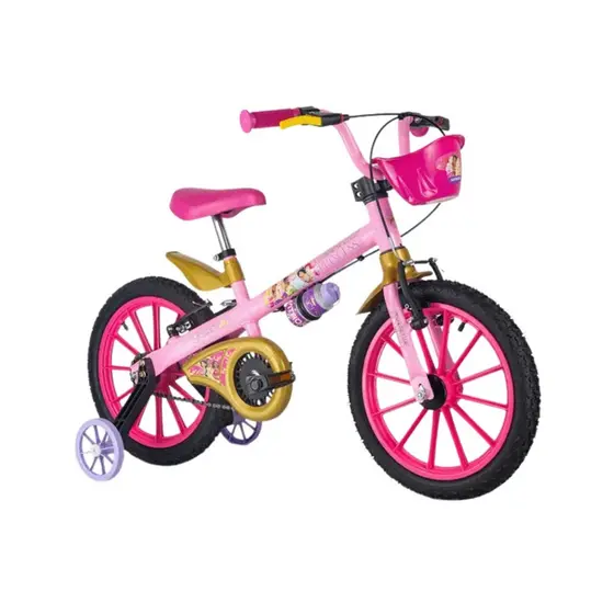 Bicicleta Infantil Aro 16" Princesas Disney Rodinhas Garrafinha Nathor - 101250160009